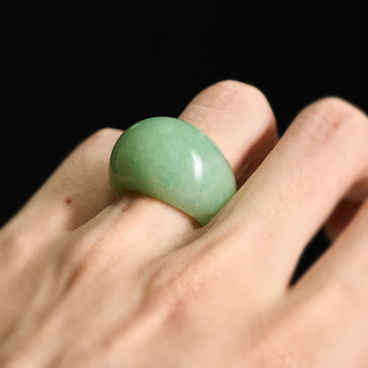 Buddha Stones Anillo de equilibrio ancho de aventurina verde natural - image 7