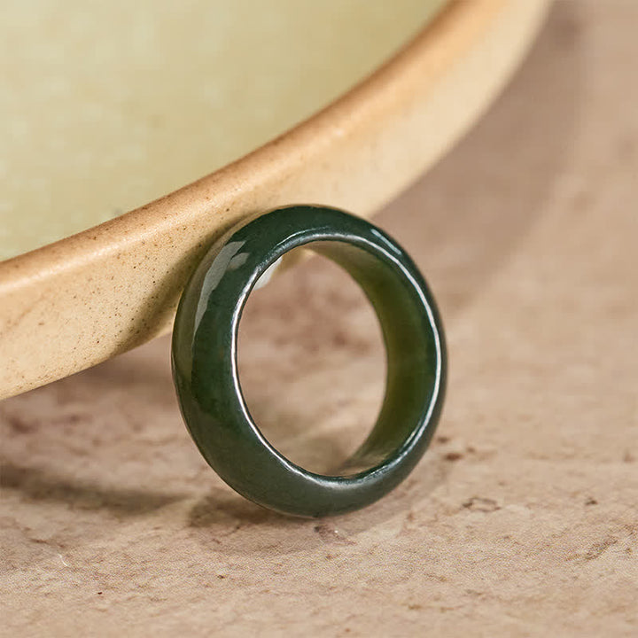 Buddha Stones Anillo curativo de jade cian natural - Jade cian natural (el color puede variar) - Aprox. 22 mm - image 0