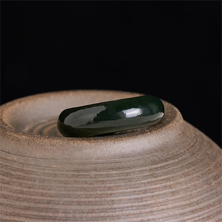 Buddha Stones Anillo curativo de jade cian natural - image 1