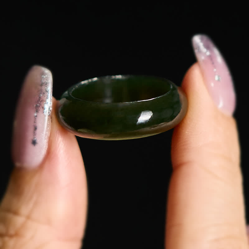 Buddha Stones Anillo curativo de jade cian natural - image 7