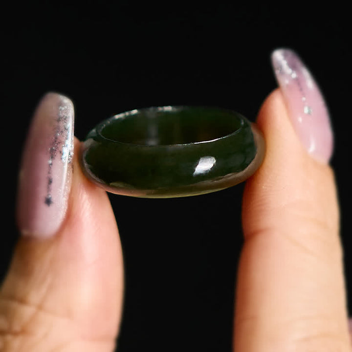 Buddha Stones Anillo curativo de jade cian natural - image 7