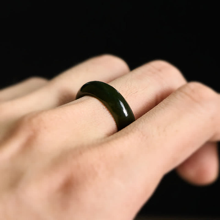 Buddha Stones Anillo curativo de jade cian natural - image 9
