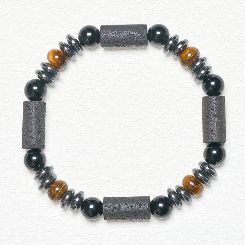 Buddha Stones Pulsera poderosa de obsidiana ojo de tigre natural, hematita y roca de lava - image 5