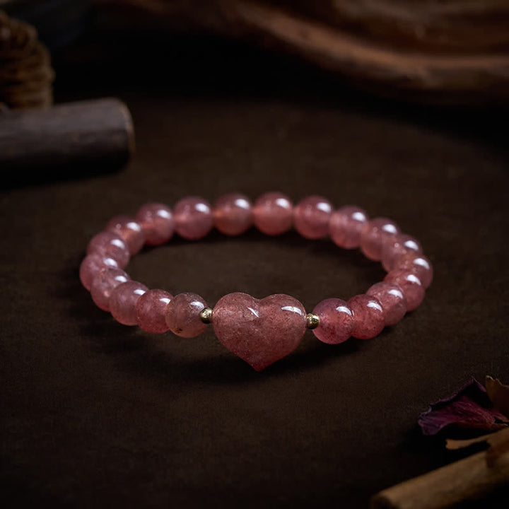 Buddha Stones Pulsera espiritual de corazón de amor con aventurina verde amatista natural, ojo de tigre y cuarzo fresa. - image 18