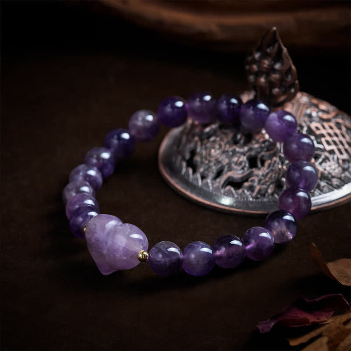 Buddha Stones Pulsera espiritual de corazón de amor con aventurina verde amatista natural, ojo de tigre y cuarzo fresa. - image 3