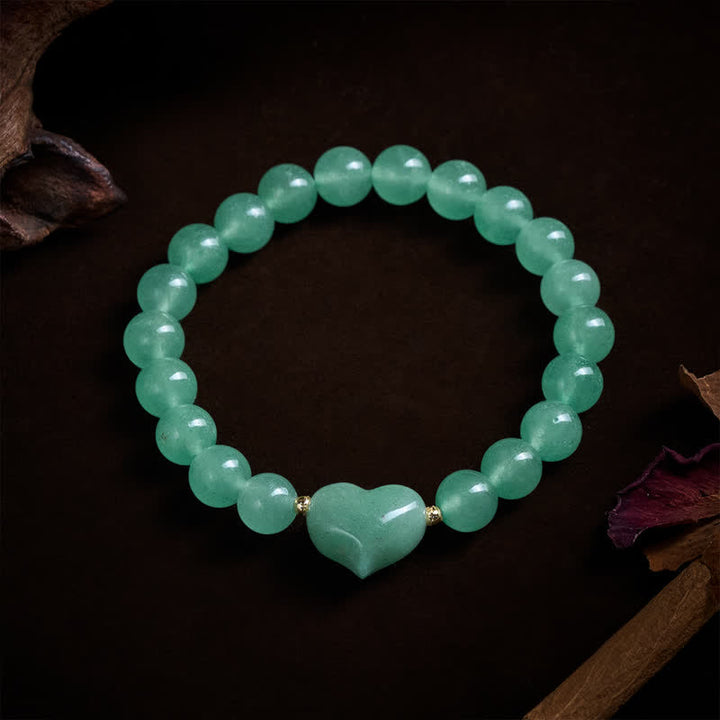 Buddha Stones Pulsera espiritual de corazón de amor con aventurina verde amatista natural, ojo de tigre y cuarzo fresa. - image 12