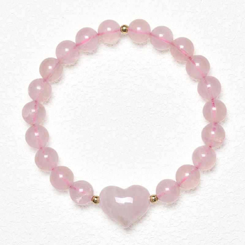 Buddha Stones Pulsera espiritual de corazón de amor con aventurina verde amatista natural, ojo de tigre y cuarzo fresa. - Cuarzo rosa (circunferencia de la muñeca: 14-16 cm) - image 22