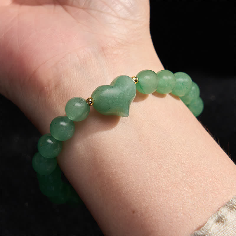 Buddha Stones Pulsera espiritual de corazón de amor con aventurina verde amatista natural, ojo de tigre y cuarzo fresa. - image 14