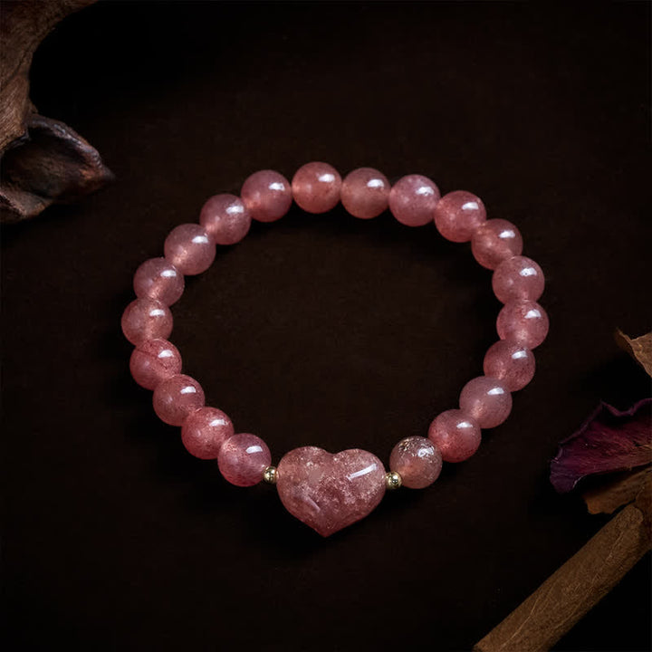 Buddha Stones Pulsera espiritual de corazón de amor con aventurina verde amatista natural, ojo de tigre y cuarzo fresa. - image 17