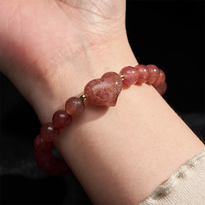 Buddha Stones Pulsera espiritual de corazón de amor con aventurina verde amatista natural, ojo de tigre y cuarzo fresa. - image 20