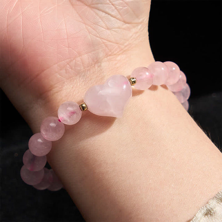 Buddha Stones Pulsera espiritual de corazón de amor con aventurina verde amatista natural, ojo de tigre y cuarzo fresa. - image 27