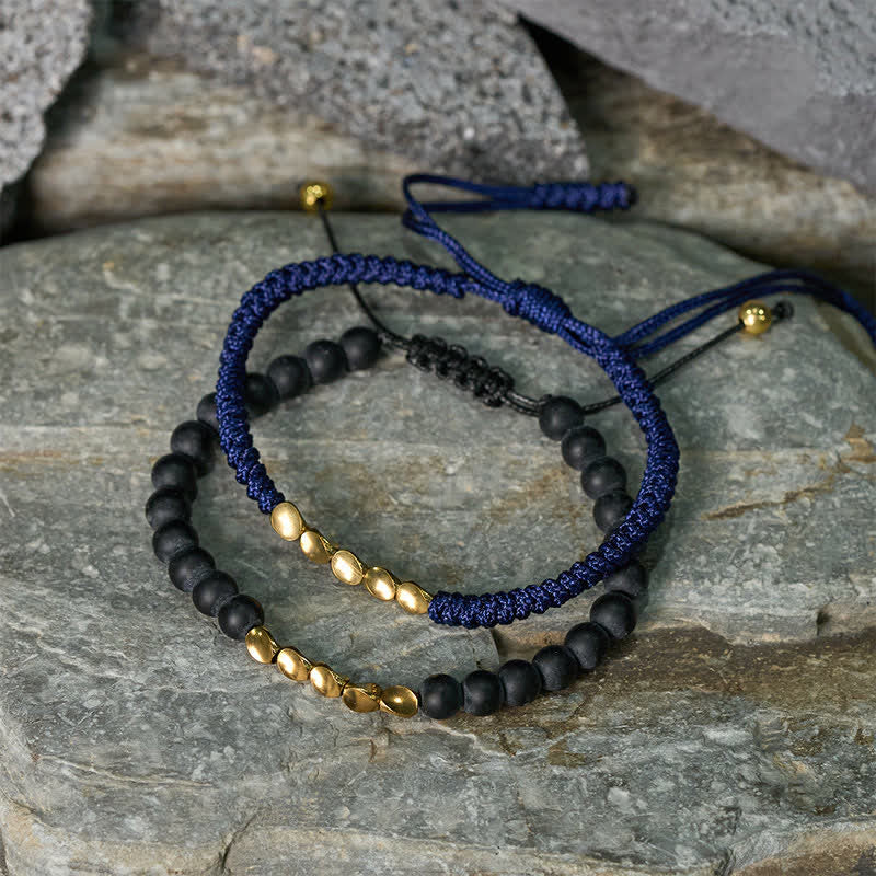 Buddha Stones Pulsera de cobre con cuentas de piedra natural esmerilada (2 piezas) - image 8