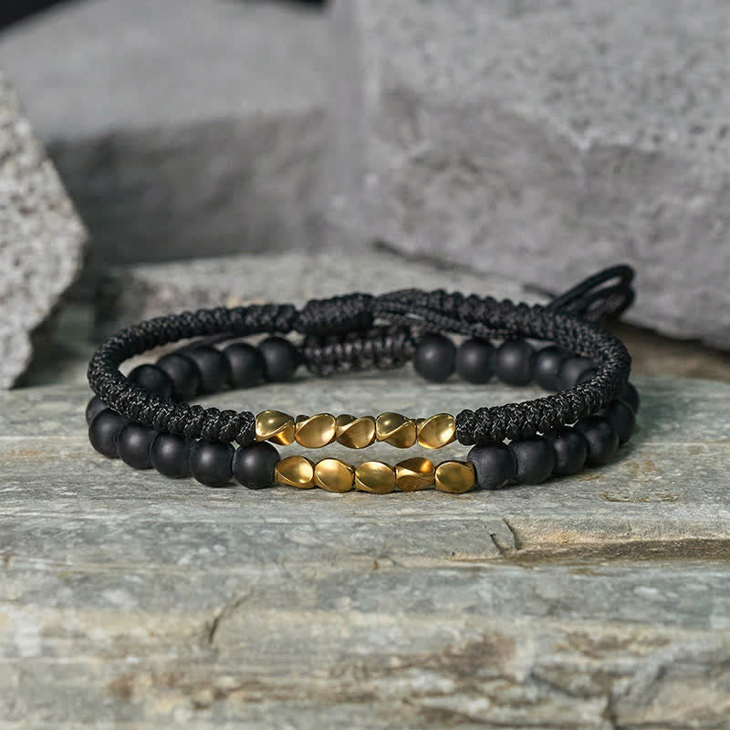 Buddha Stones Pulsera de cobre con cuentas de piedra natural esmerilada (2 piezas) - image 10
