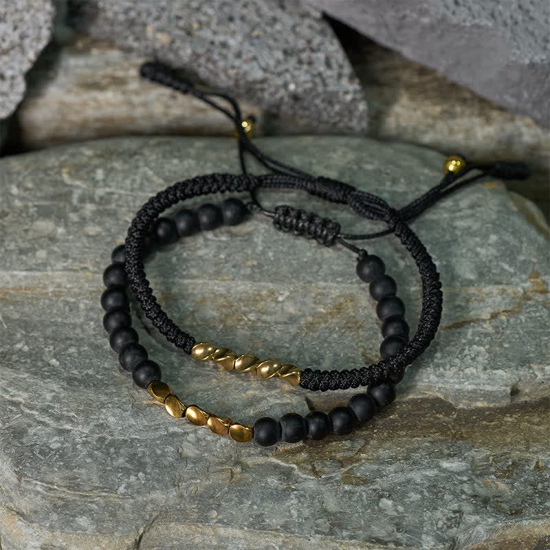 Buddha Stones Pulsera de cobre con cuentas de piedra natural esmerilada (2 piezas) - image 12