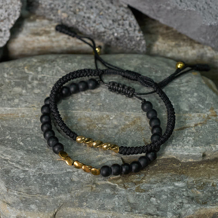 Buddha Stones Pulsera de cobre con cuentas de piedra natural esmerilada (2 piezas) - image 12