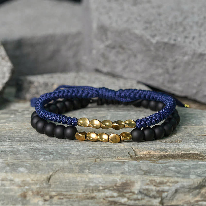 Buddha Stones Pulsera de cobre con cuentas de piedra natural esmerilada (2 piezas) - image 6