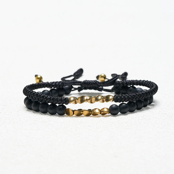 Buddha Stones Pulsera de cobre con cuentas de piedra natural esmerilada (2 piezas) - image 11
