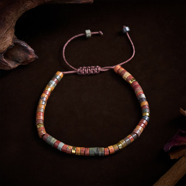 Buddha Stones Pulsera de hilo energético con pequeñas cuentas de jaspe Picasso - image 8