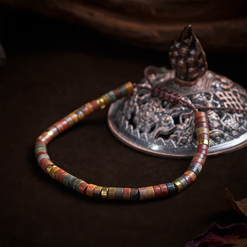 Buddha Stones Pulsera de hilo energético con pequeñas cuentas de jaspe Picasso - image 3