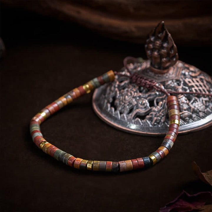 Buddha Stones Pulsera de hilo energético con pequeñas cuentas de jaspe Picasso - image 3