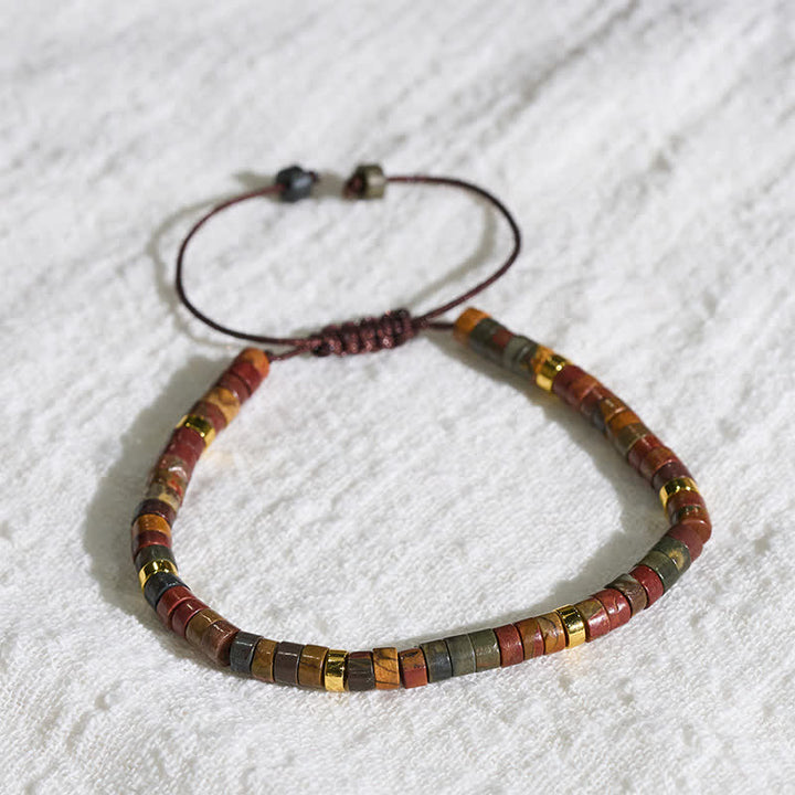 Buddha Stones Pulsera de hilo energético con pequeñas cuentas de jaspe Picasso - image 11