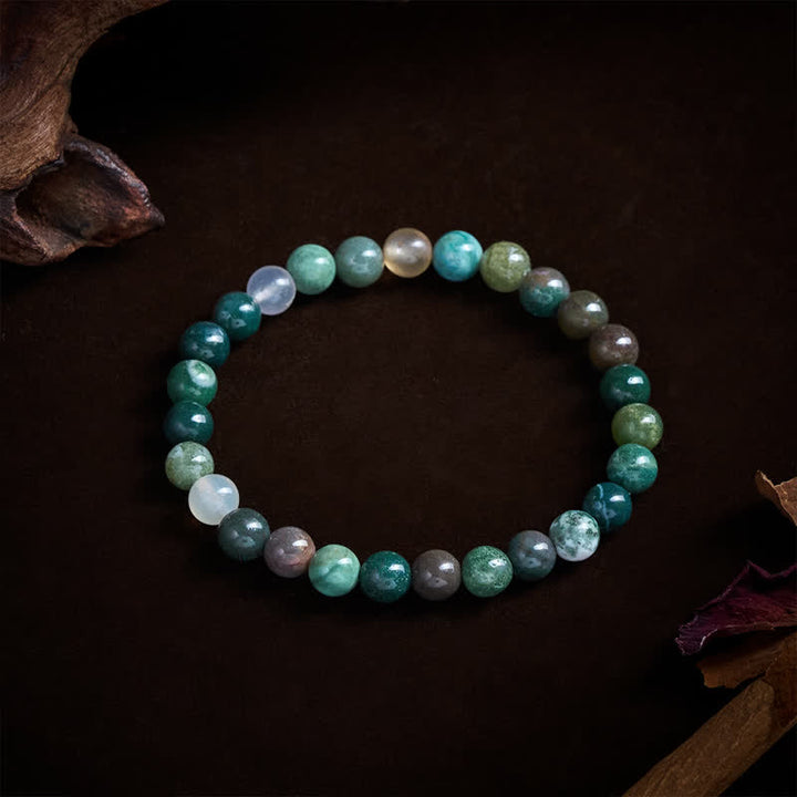 Buddha Stones Pulsera de protección y paz con jaspe y ágata de sedimentos marinos de piedra natural - image 2