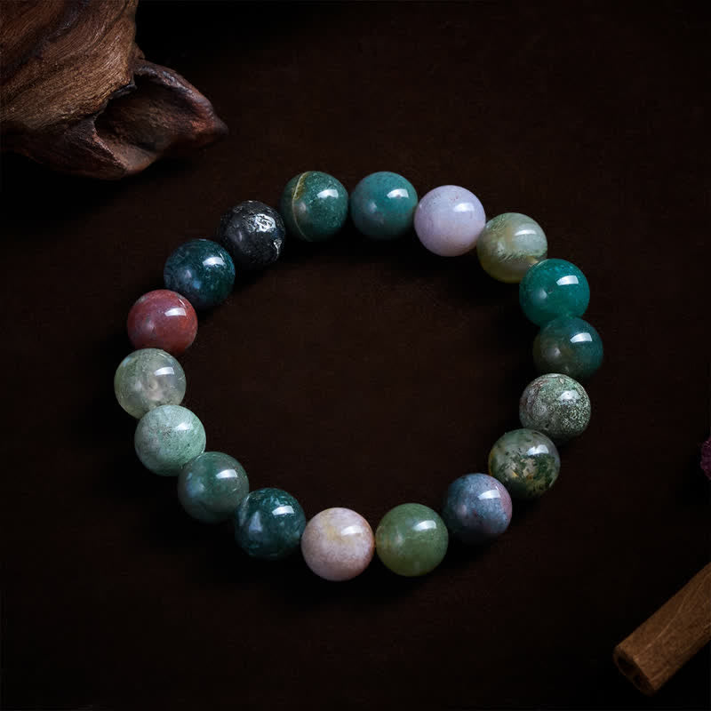 Buddha Stones Pulsera de protección y paz con jaspe y ágata de sedimentos marinos de piedra natural - 10 mm (circunferencia de la muñeca: 16-17 cm) - image 9
