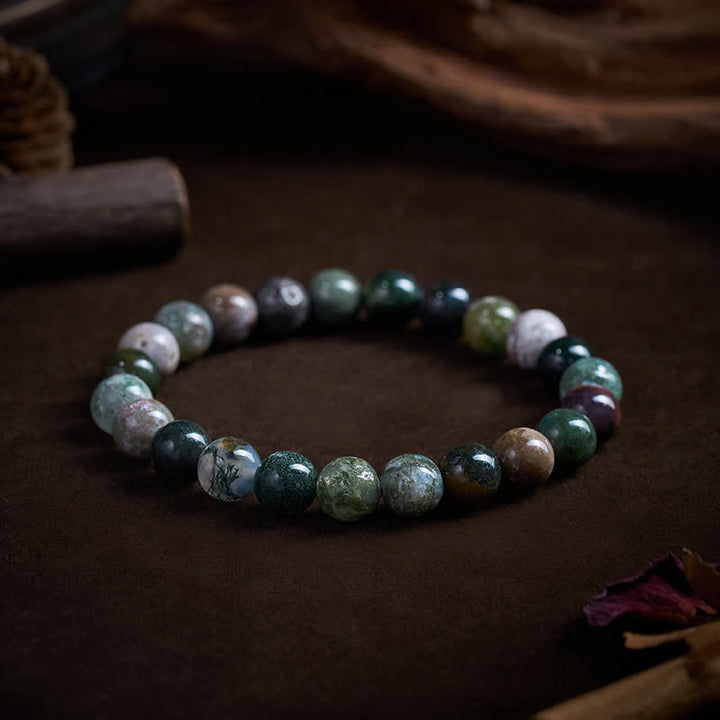 Buddha Stones Pulsera de protección y paz con jaspe y ágata de sedimentos marinos de piedra natural - 8 mm (circunferencia de la muñeca: 15-16 cm) - image 7