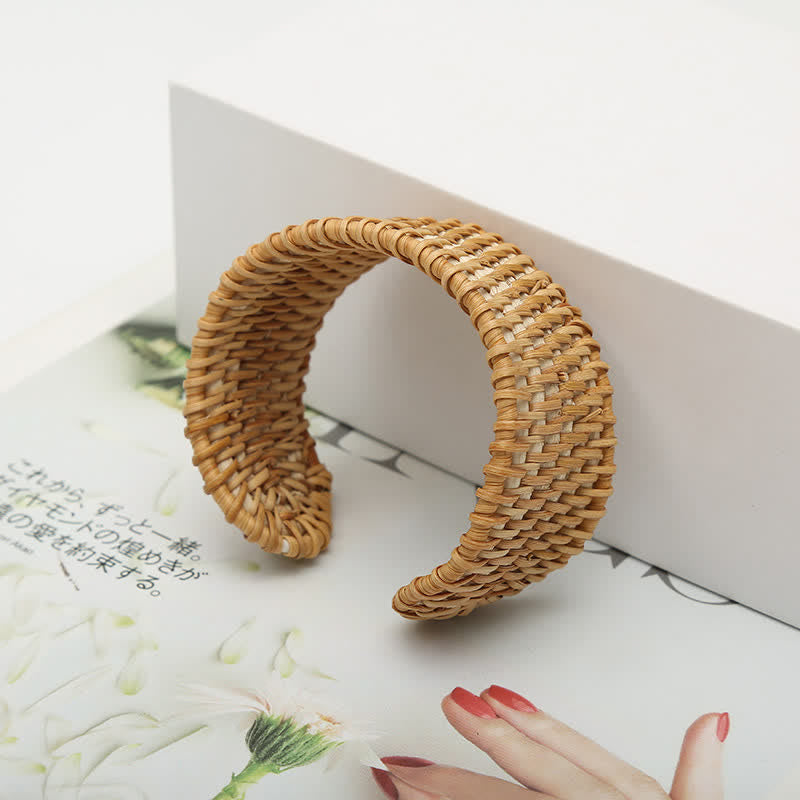 Buddha Stones Pulsera ancha estilo boho tejida a mano con ratán natural para protección - image 4