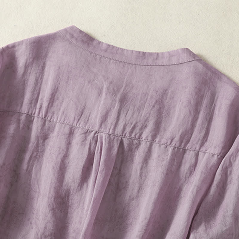 Buddha Stones Camisas de manga tres cuartos lisas con botones, estilo vintage de verano para mujer. - image 22