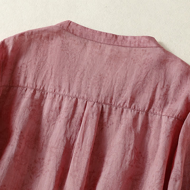 Buddha Stones Camisas de manga tres cuartos lisas con botones, estilo vintage de verano para mujer. - image 8