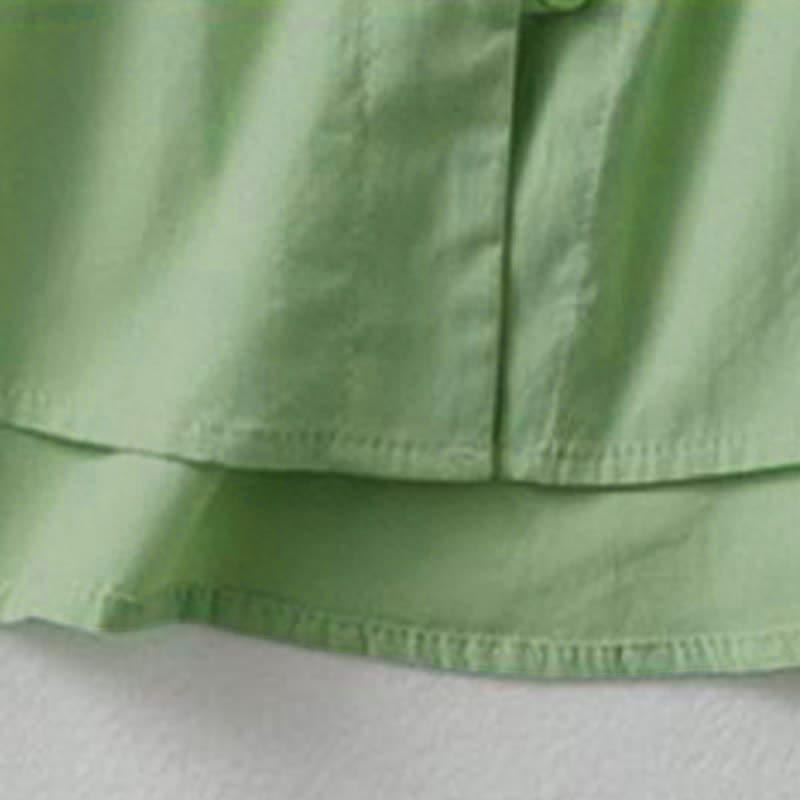 Buddha Stones Camisa de manga corta de algodón para mujer, estilo casual de verano, con botones, cuello con volantes y color liso. - image 17