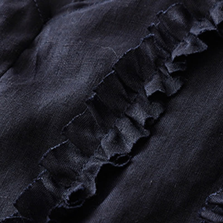 Buddha Stones Camiseta sin mangas de verano informal para mujer con cuello en V, volantes verticales y pliegues. - image 12
