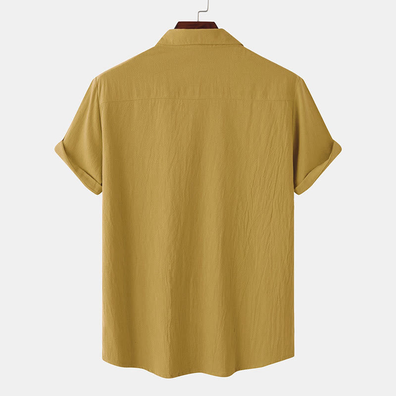 Buddha Stones Camisas de manga corta para hombre, estilo casual de verano, con botones y bolsillos decorativos. - image 2