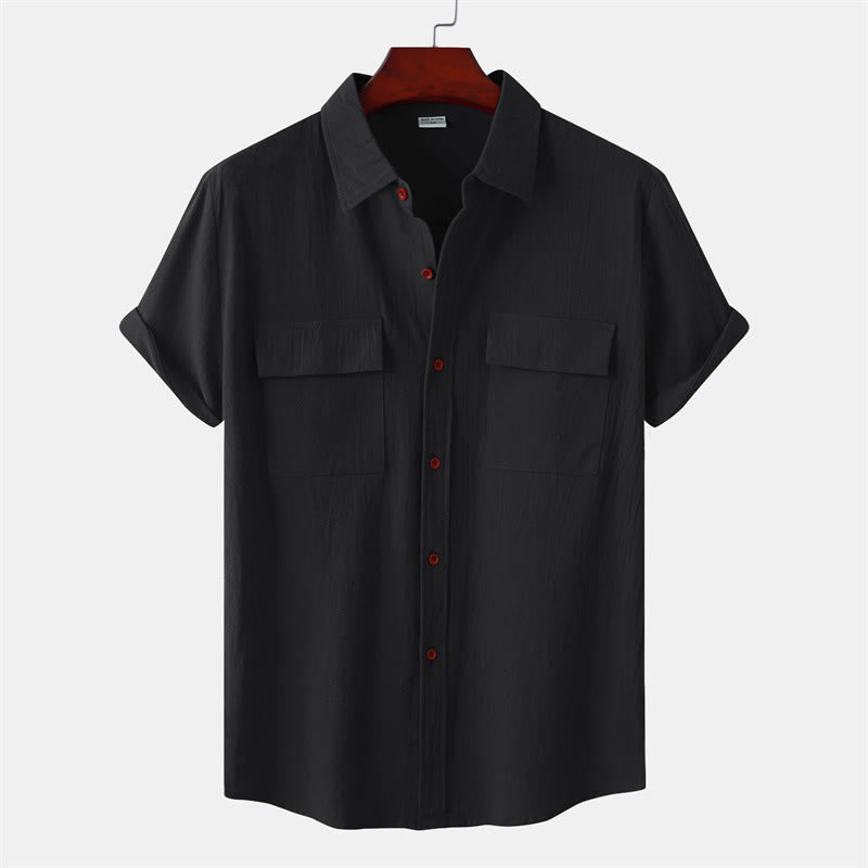 Buddha Stones Camisas de manga corta para hombre, estilo casual de verano, con botones y bolsillos decorativos. - Negro - US/UK/AU46, UE 56 (3XL) - image 8