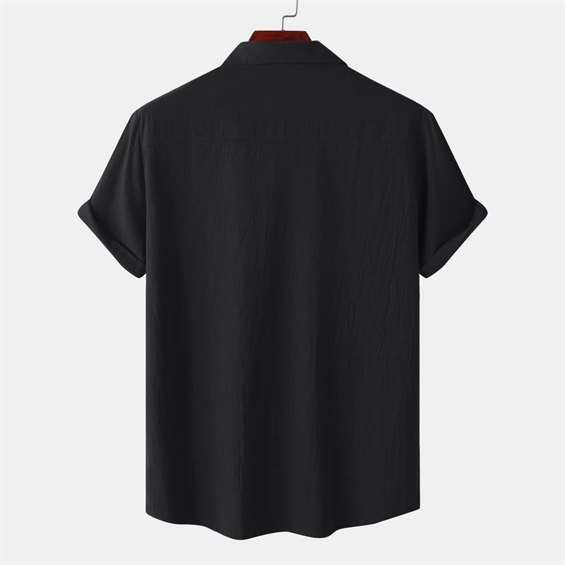 Buddha Stones Camisas de manga corta para hombre, estilo casual de verano, con botones y bolsillos decorativos. - image 9