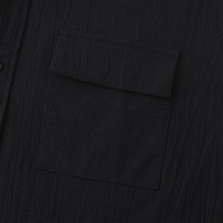 Buddha Stones Camisas de manga corta para hombre, estilo casual de verano, con botones y bolsillos decorativos. - image 13
