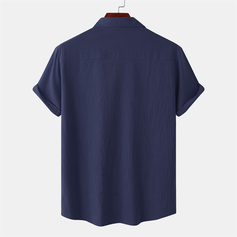 Buddha Stones Camisas de manga corta para hombre, estilo casual de verano, con botones y bolsillos decorativos. - image 23