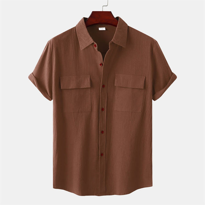 Buddha Stones Camisas de manga corta para hombre, estilo casual de verano, con botones y bolsillos decorativos. - Tierra de siena - US/UK/AU46, UE 56 (3XL) - image 29