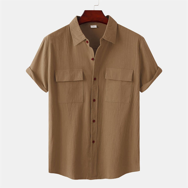 Buddha Stones Camisas de manga corta para hombre, estilo casual de verano, con botones y bolsillos decorativos. - image 50