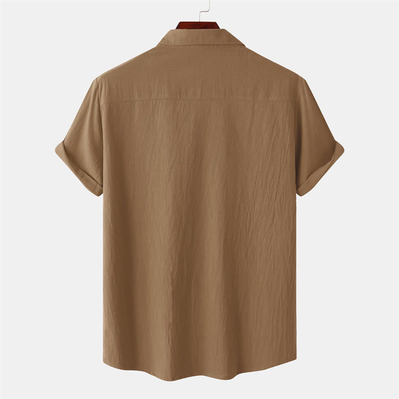 Buddha Stones Camisas de manga corta para hombre, estilo casual de verano, con botones y bolsillos decorativos. - image 51