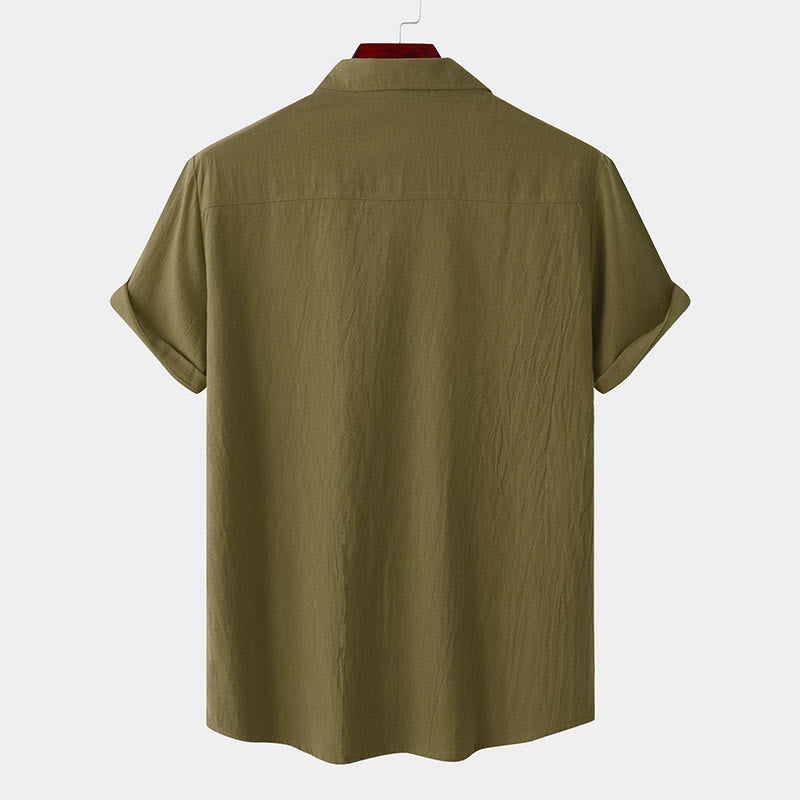 Buddha Stones Camisas de manga corta para hombre, estilo casual de verano, con botones y bolsillos decorativos. - image 59