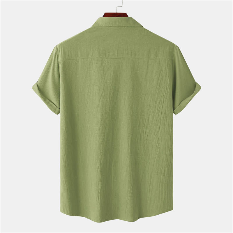 Buddha Stones Camisas de manga corta para hombre, estilo casual de verano, con botones y bolsillos decorativos. - image 65