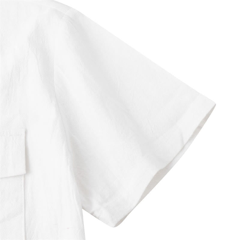 Buddha Stones Camisas de manga corta para hombre, estilo casual de verano, con botones y bolsillos decorativos. - image 81