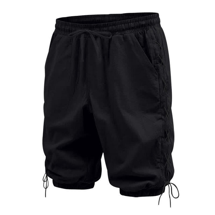 Pantalones cortos tipo bermudas Buddha Stones de verano con cordón ajustable y abertura lateral, color liso, para hombre, con bolsillos. - image 10