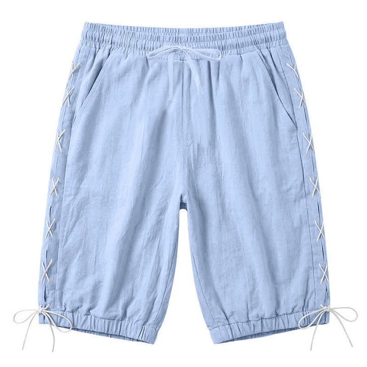 Pantalones cortos tipo bermudas Buddha Stones de verano con cordón ajustable y abertura lateral, color liso, para hombre, con bolsillos. - Azul claro - US/UK/AU44，EU54 (3XL) - image 16