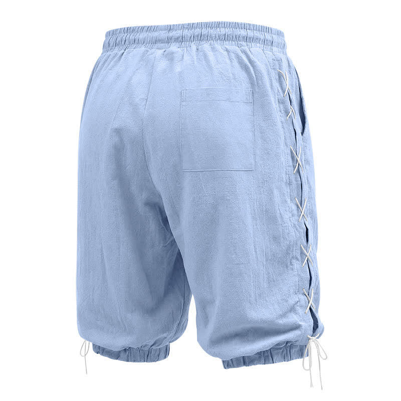 Pantalones cortos tipo bermudas Buddha Stones de verano con cordón ajustable y abertura lateral, color liso, para hombre, con bolsillos. - image 18