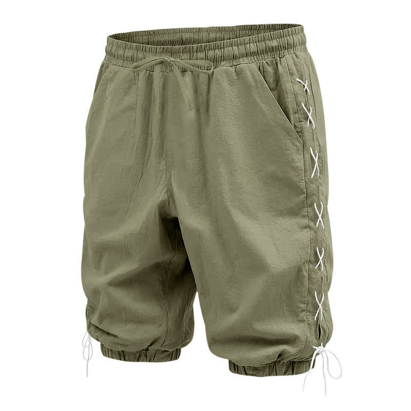 Pantalones cortos tipo bermudas Buddha Stones de verano con cordón ajustable y abertura lateral, color liso, para hombre, con bolsillos. - image 26