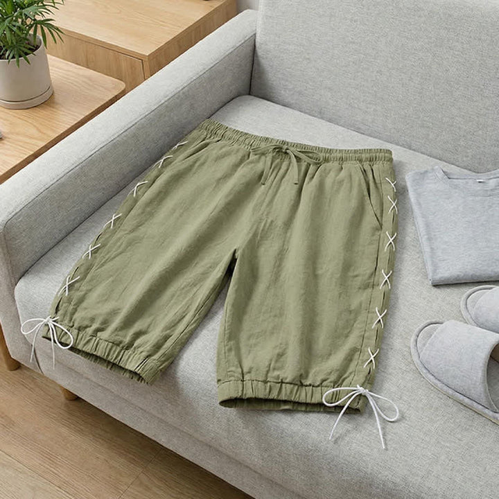 Pantalones cortos tipo bermudas Buddha Stones de verano con cordón ajustable y abertura lateral, color liso, para hombre, con bolsillos. - image 28