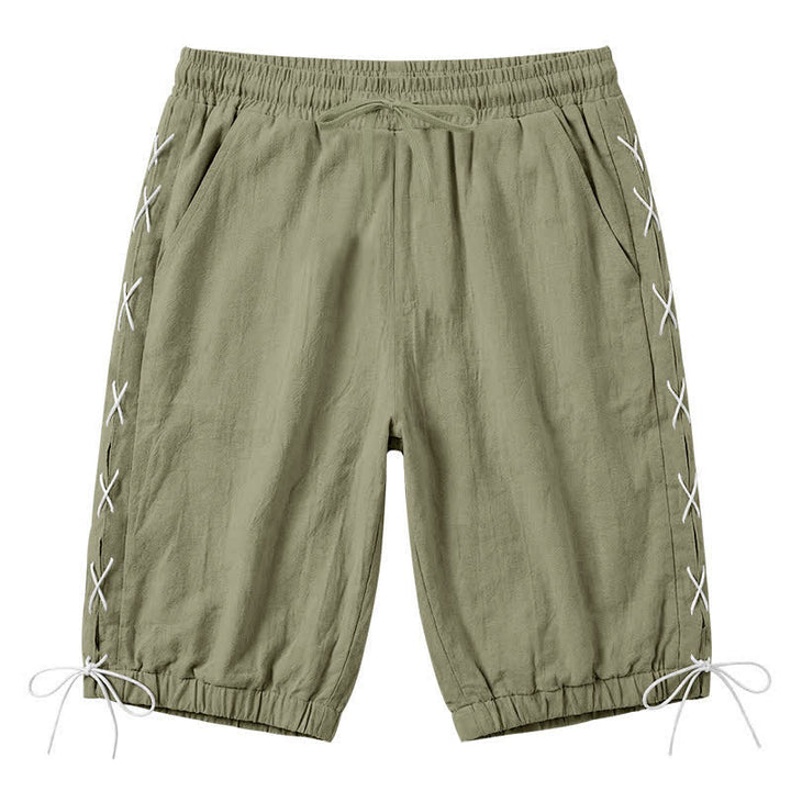 Pantalones cortos tipo bermudas Buddha Stones de verano con cordón ajustable y abertura lateral, color liso, para hombre, con bolsillos. - Verde oliva - US/UK/AU44，EU54 (3XL) - image 25